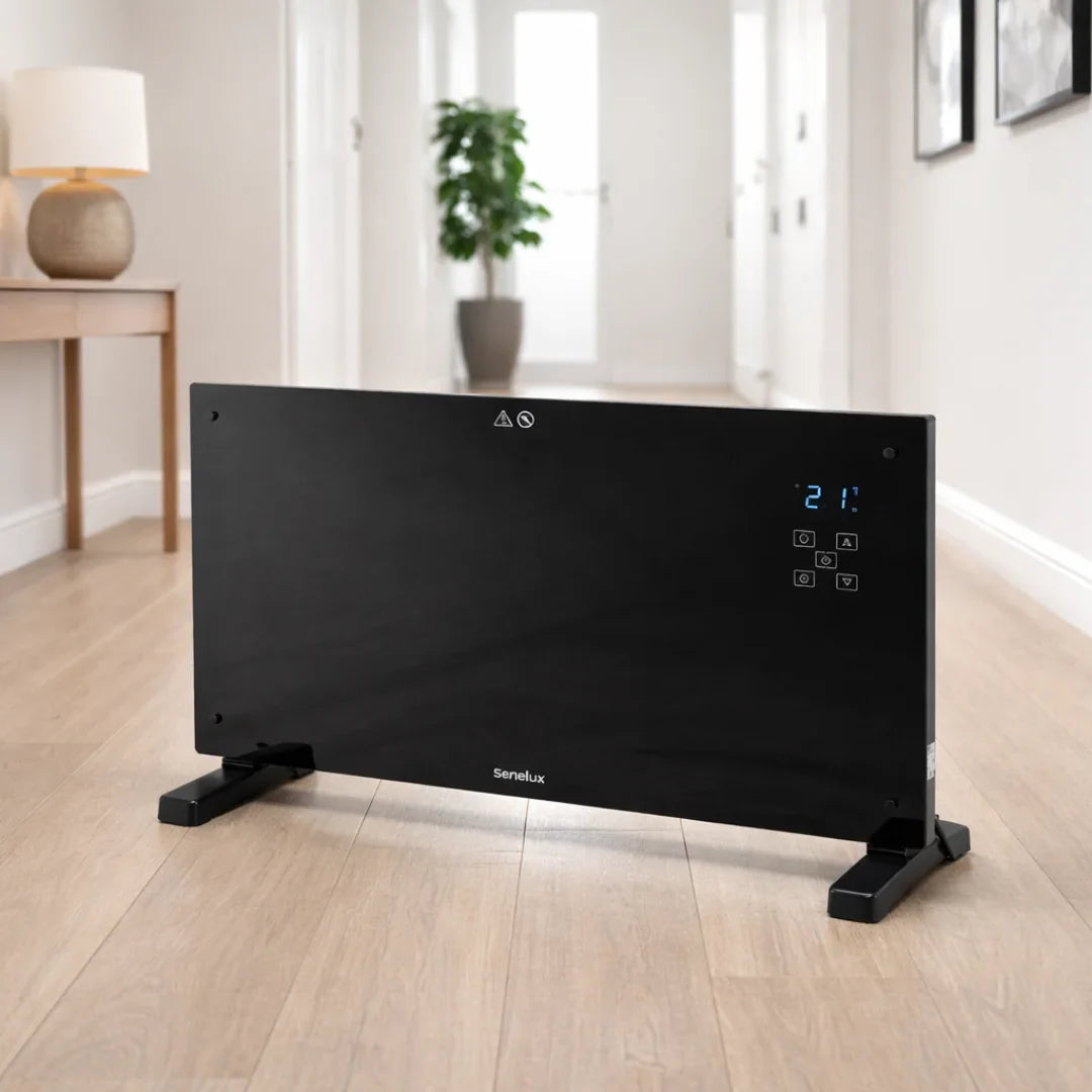 Black Glass Panel Heater with Wifi Controls