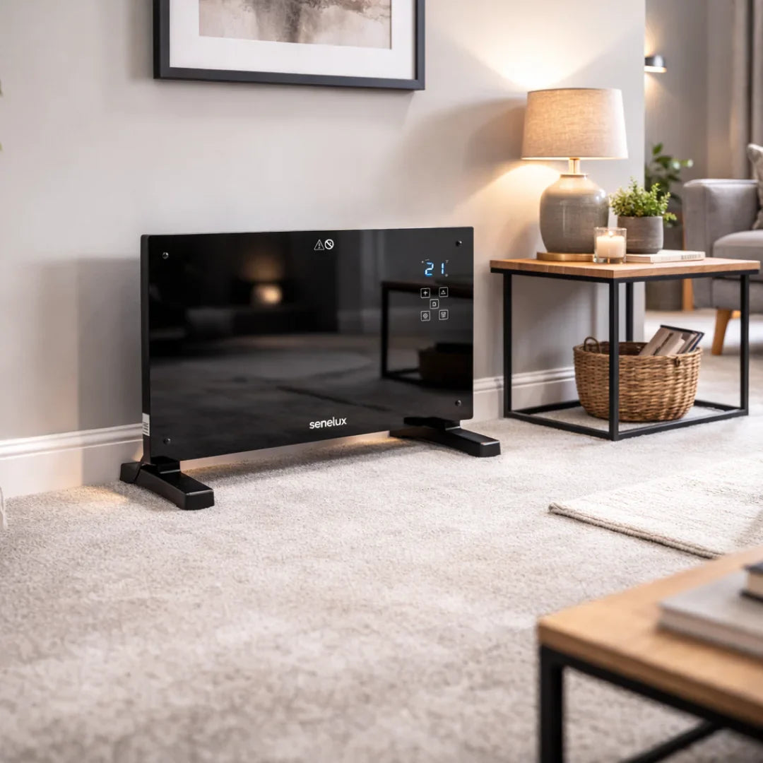 Black Glass Panel Heater with Wifi Controls